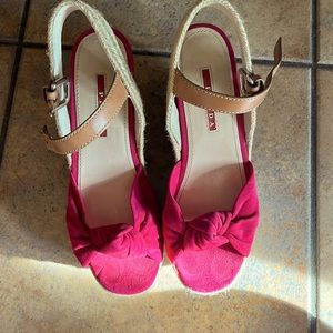 Prada Pink Wedge Sandals